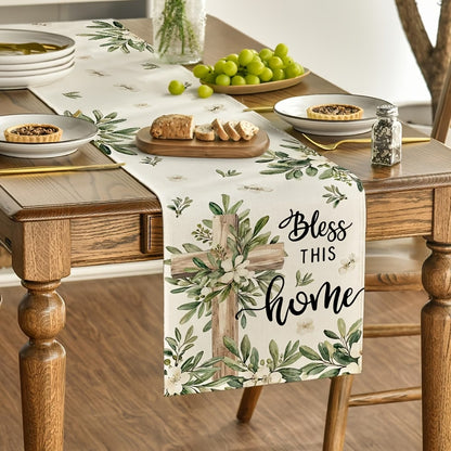 Faith-Inspired Easter Table Runner with Cross Design  Size: 33.02x121.92cm