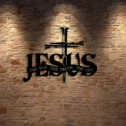 Vintage Jesus Cross Wall Art – “The Way, The Truth, The Life”