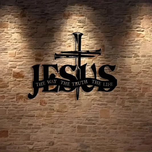Vintage Jesus Cross Wall Art – “The Way, The Truth, The Life”