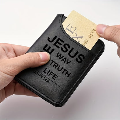 Men's Christian Leather Wallet | John 14:6 "Jesus The Way, The Truth, The Life" | Slim RFID-Style Card Holder | Faith Gift for Men