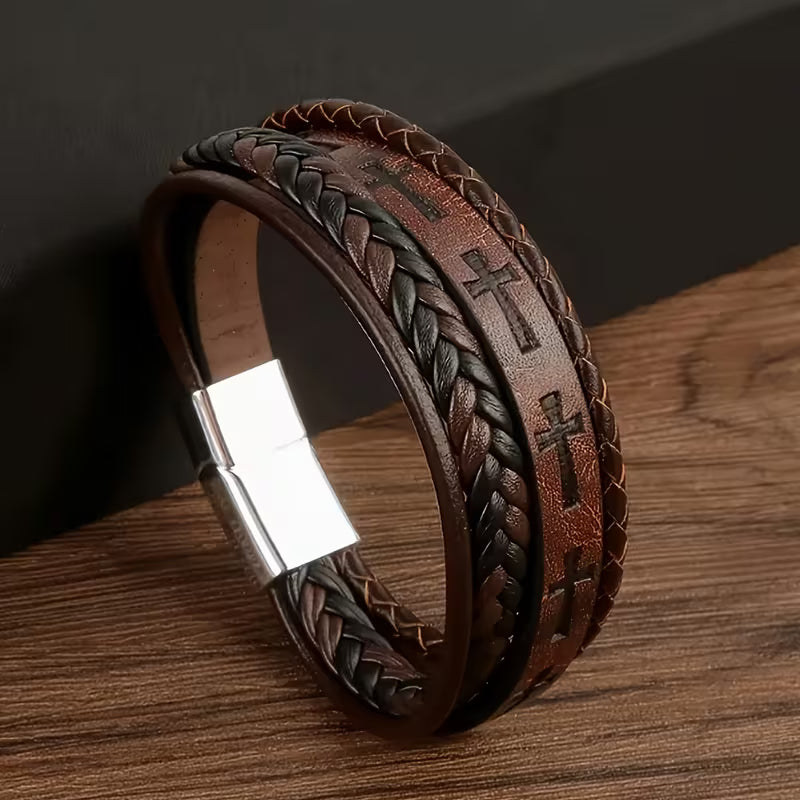 Men's Christian Vintage Leather Wristband