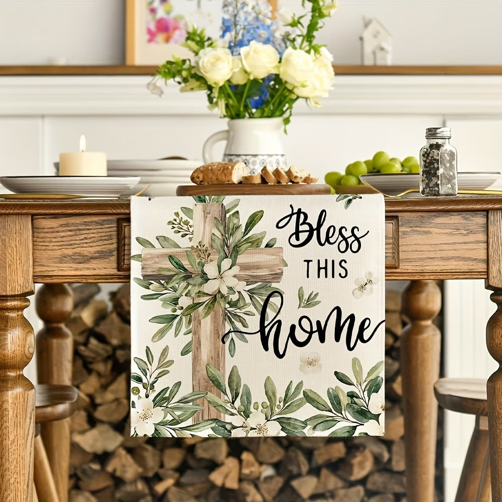 Faith-Inspired Easter Table Runner with Cross Design  Size: 33.02x121.92cm