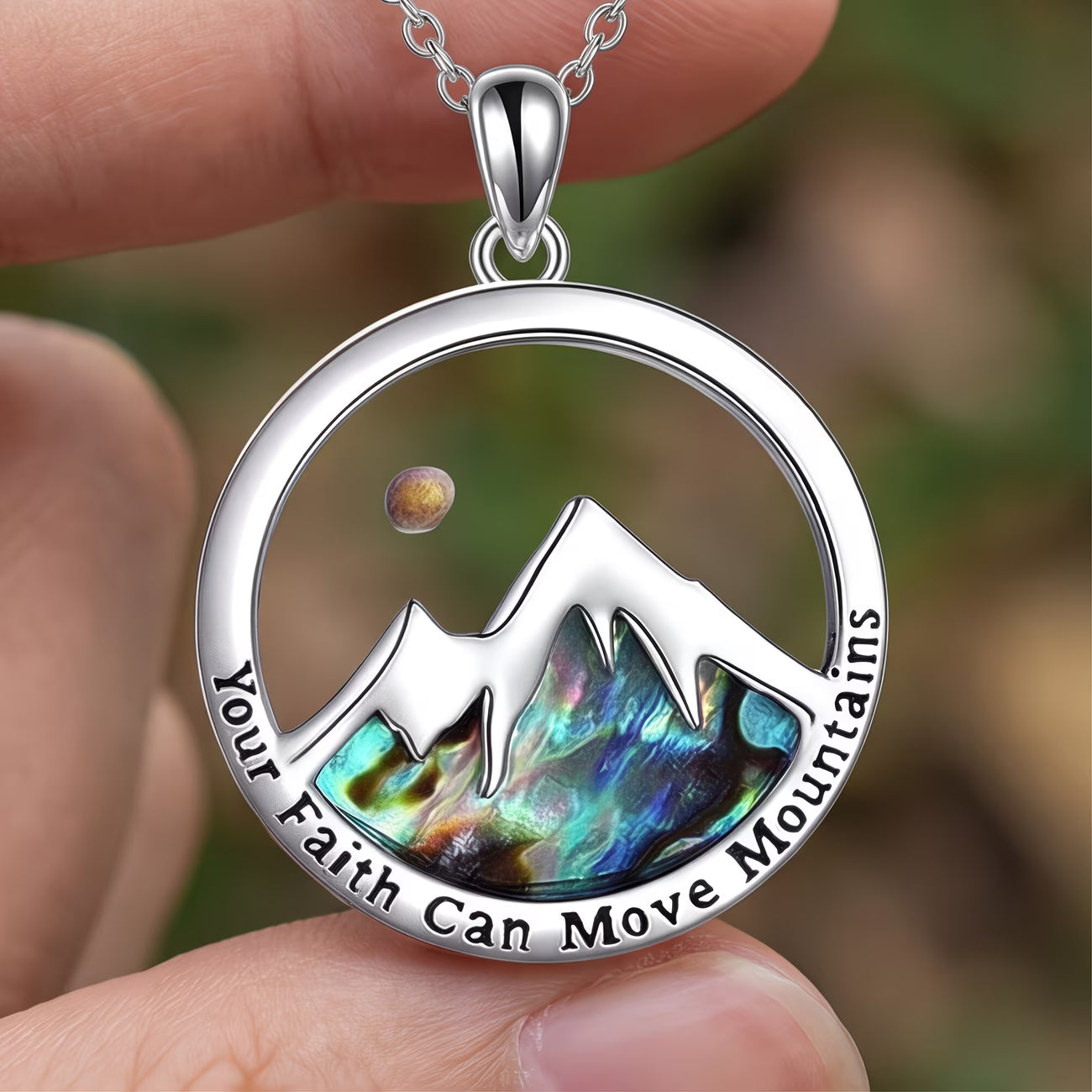 ✝️ “Move Mountains” Christian Necklace Pendant Faith-Inspired Jewellery — By TETELESTAI