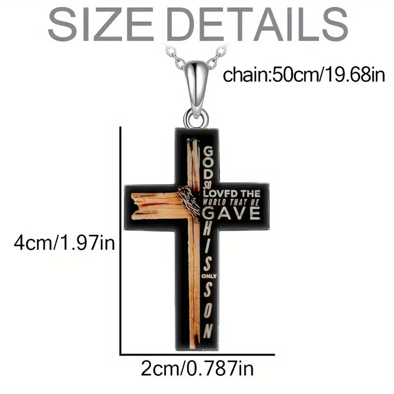 Stylish Men's Prayer Cross Pendant Necklace .
