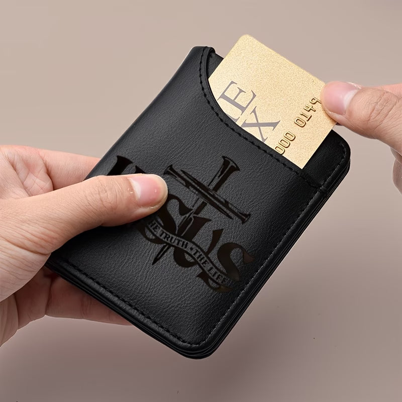 ✝️ Men’s Faith Letter Print Wallet Fish Symbol Christian Wallet | Multifunctional Card Holder & Coin Purse — By TETELESTAI