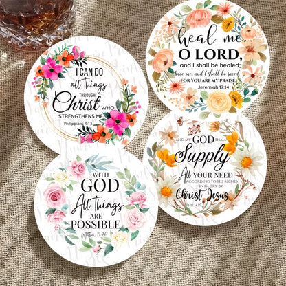 6pcs coaster Set of Wooden Coasters with Bible Verses,