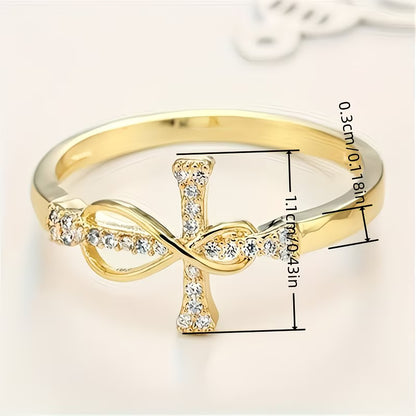 ✝️ Easter Cross Infinity Ring with Zirconia Faith • Eternity • Renewal — By TETELESTAI