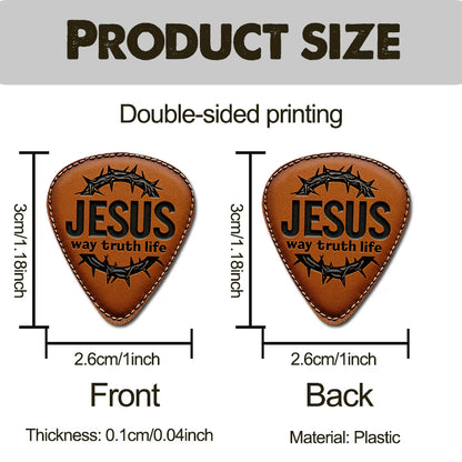 A premium 6-piece guitar pick set with stylish designs and a portable black pouch — perfect for worship, practice, and gifting.