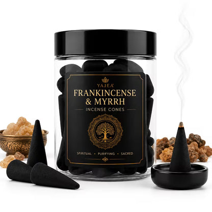 Frankincense & Myrrh Incense Cones | Handmade Natural Aromatherapy Incense | Long-Lasting Spiritual Fragrance | Prayer & Meditation Incense