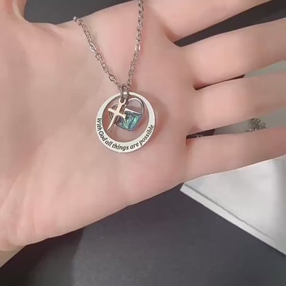 Stainless Steel Two-Tone Mustard Seed Pendant Necklace